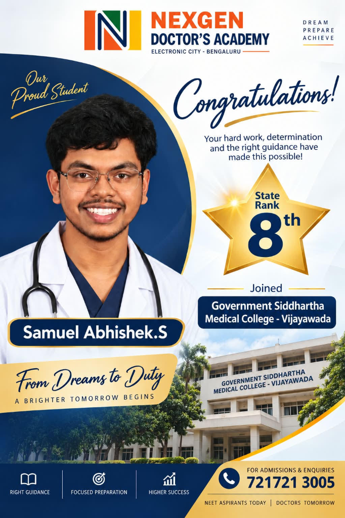 State Rank 8th - Samuel Abhishek